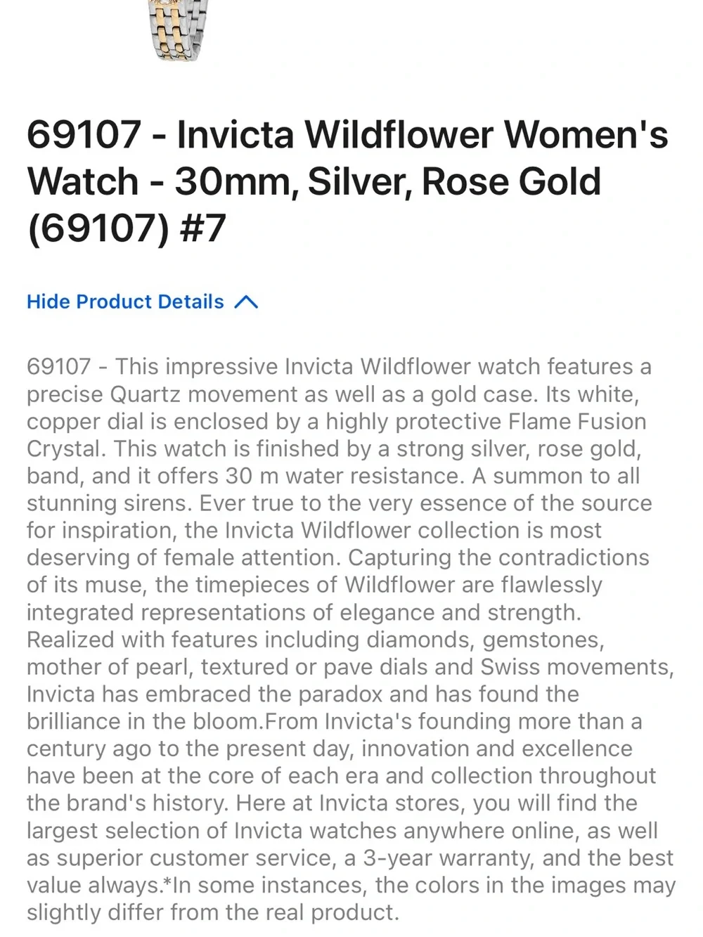 Invicta Two-Tone Gold and Silver Crystal Flower Accent Women's Watch